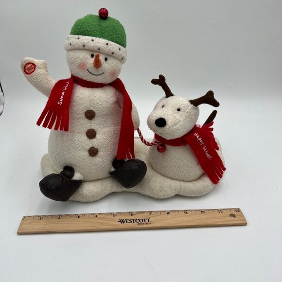 Hallmark Jingle Pals 2004 Animated Snowman Singing Barking Puppy Dog Plush - Picture 11 of 11